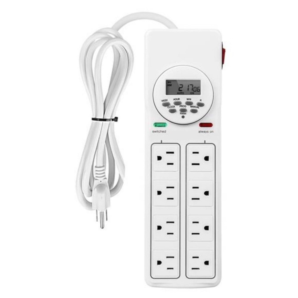 8-Outlet Power Strip with Digital Timer (4 Outlets Timed, 4 Outlets Always On)